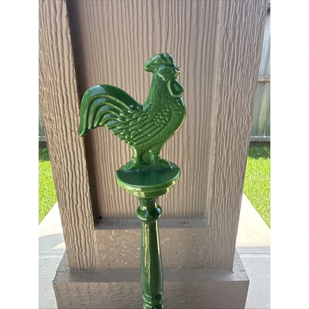 VTG Cast Iron GREEN ROOSTER Paper Towel Holder 15